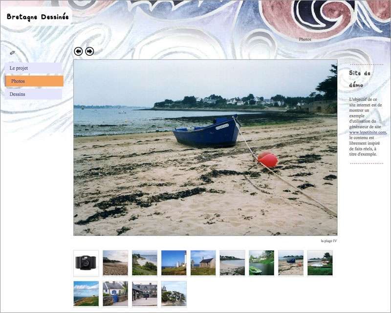 Image article, Démo Le petit site sur le thème d'une galerie d'images en Bretagne